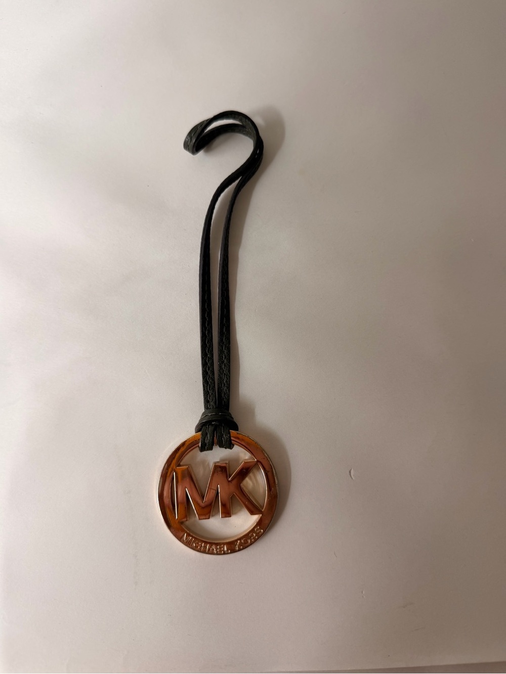 Michael Kors Green Leather Cord Necklace | Gold MK Pendant Designer Necklace EUC